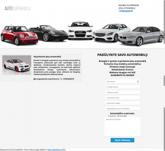 Parduodamas automobilių supirkimo puslapis