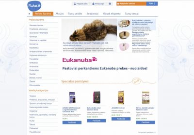 Gyvūnų prekių e-parduotuvė su dideliu lankomumu