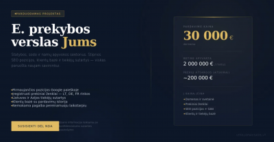 Parduodamas e. prekybos projektas — statybos, sodo ir namų apyvokos verslas su stipriu prekės ženklu